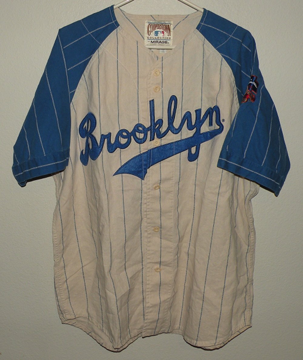 Vtg ‘97 Cooperstown Mirage Mens L Jersey Brooklyn Dodgers Robinson 42 50th Anniv